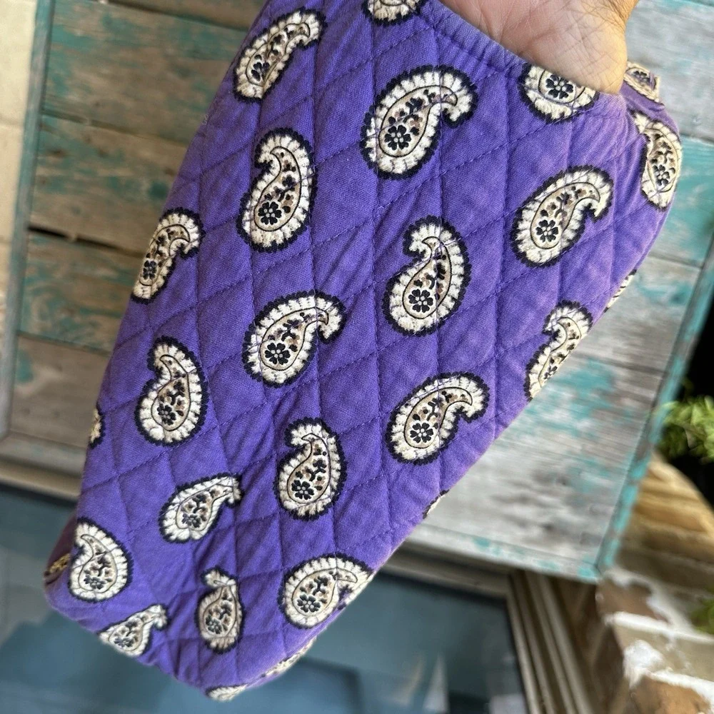 Vera Bradley Simply Violet Flower Paisley Shoulder Bag 15 Inch Hobo Zip Pocket